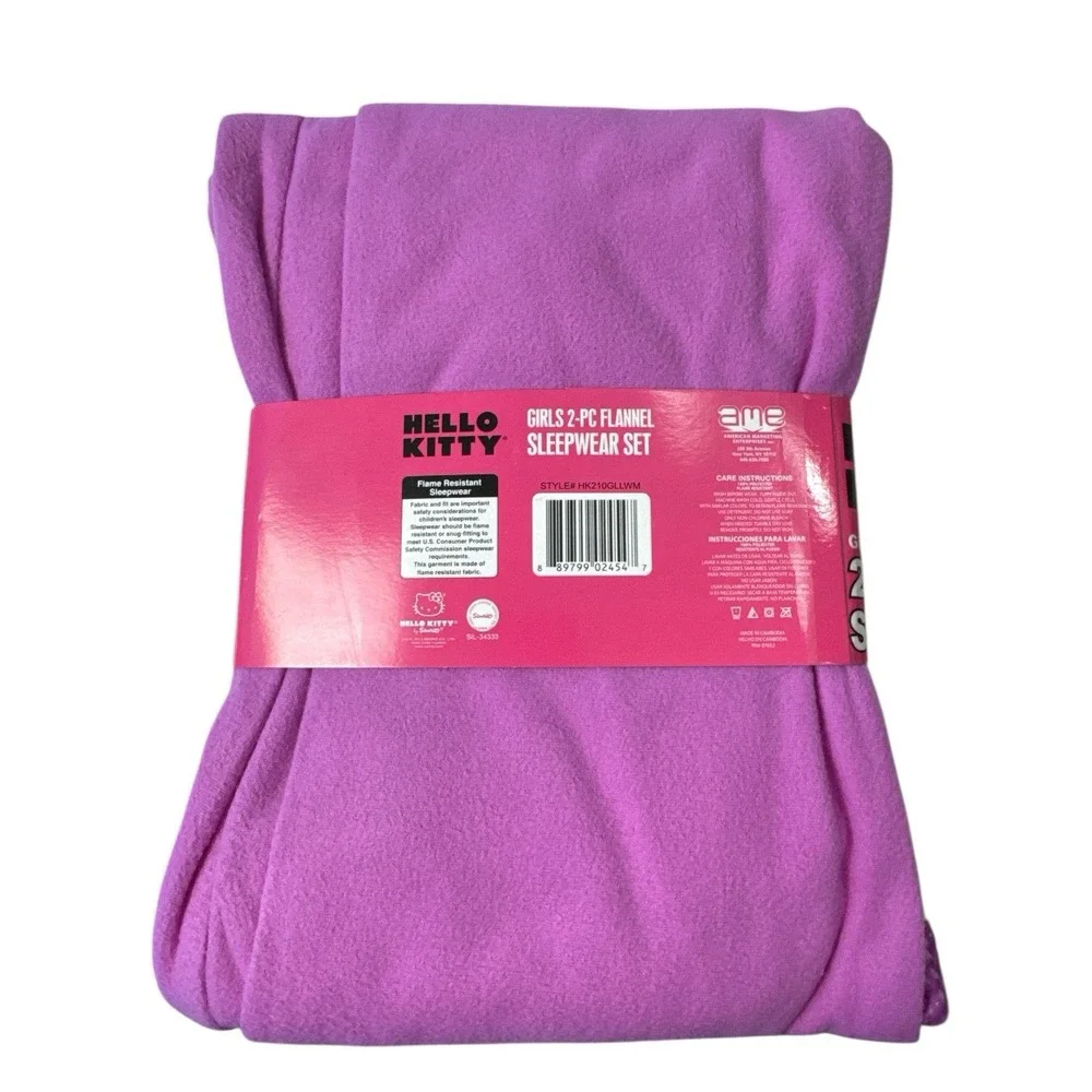 Newest Purple New Hello Kitty  2‎ piece Flannel Pajamas Sleepwear Set Size 4/5